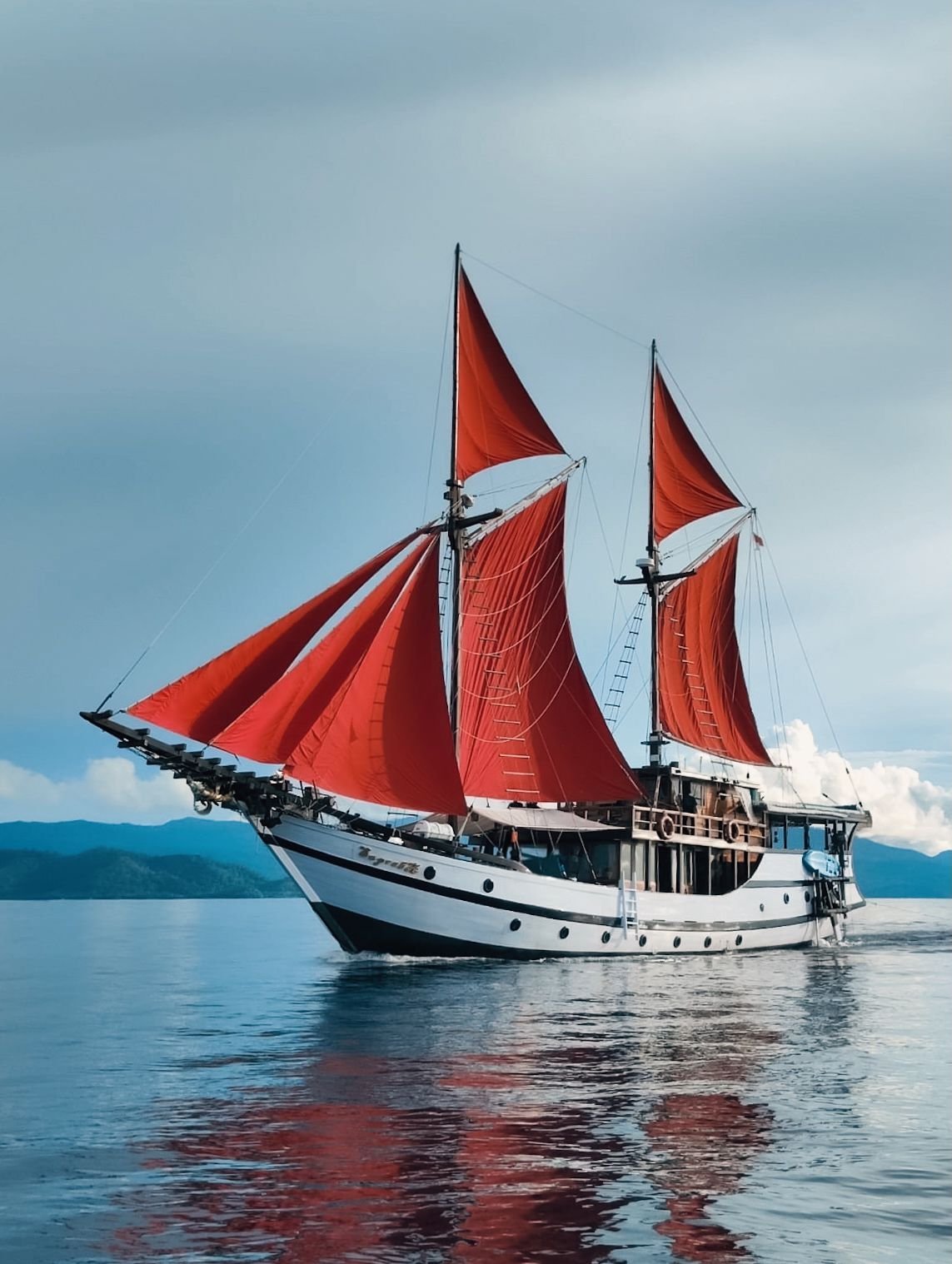 Wooden details aboard Supraba reflecting traditional Indonesian boatbuilding