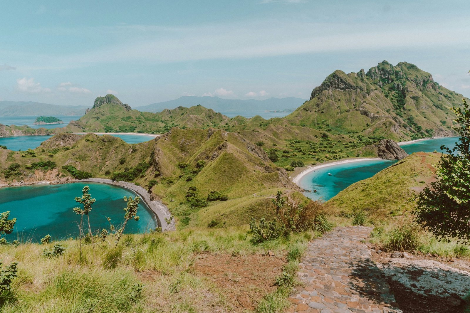 The volcanic ridgelines and bays of Padar Island in Komodo National Park